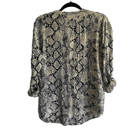 SOFT JOIE Snake Print Button Blouse Blue Grey Cream XS - Picture 5 of 8